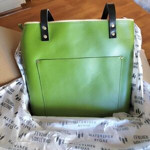 PORTLAND LEATHER GOODS PLG Green Apple Large Zippered Tote NEW